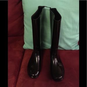 Black glossy Rain boots Sz.8